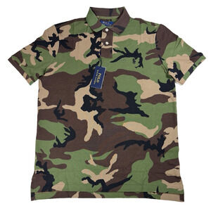 Polo Ralph Lauren Men Small Polo Shirt Camo Mesh Classic Fit Woodland Green NWT
